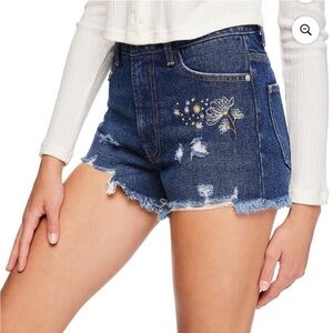 NEW 🆕 No Boundaries Embroidered Blue Denim Women's Shorts size 5